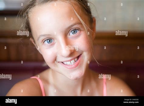 Portrait Of An 11 Year Old Girl Smiling Stock Photo Alamy