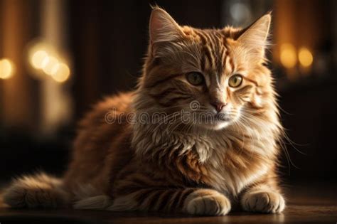 Graceful Feline An Elegant Orange Cat Sitting Stock Illustration