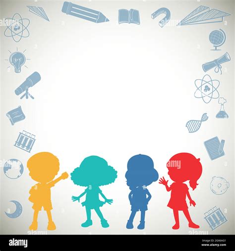 Silhouette children and science symbols Stock Vector Image & Art - Alamy