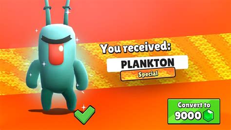 NEW PLANKTON SKIN IN SPONGEBOB Stumble Guys YouTube