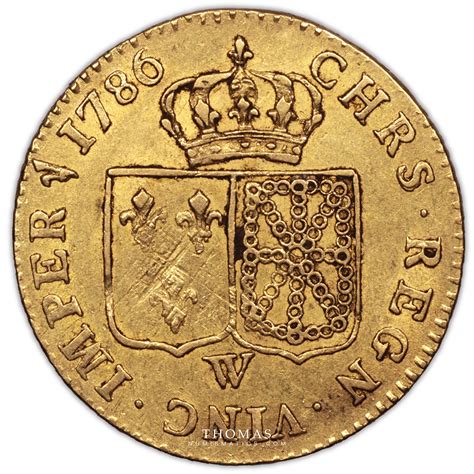 Coin France Louis XVI Gold Louis d or à la tête nue 1786 W Lille