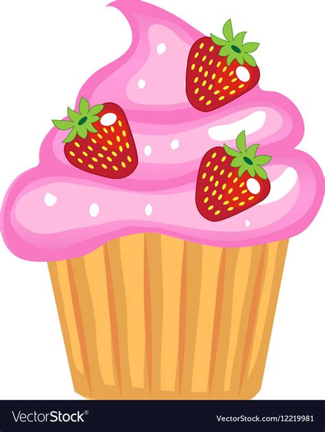 Cute cupcakes flat cartoon style cake with cream Vector Image