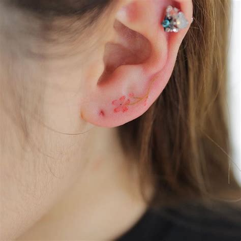 Small Flower Tattoo Ear Best Flower Site