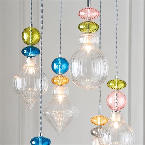 Endon April Chrome Light Pendant Multi Coloured Glass