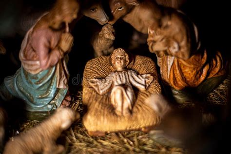 Christmas Nativity Scene with Holy Family Stock Image - Image of ...