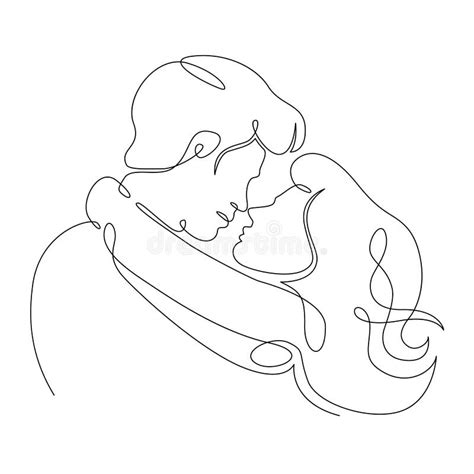 Continuous Single Drawn Line Art Doodle Love Couple Kiss Stock Image Image Of Romantic Love