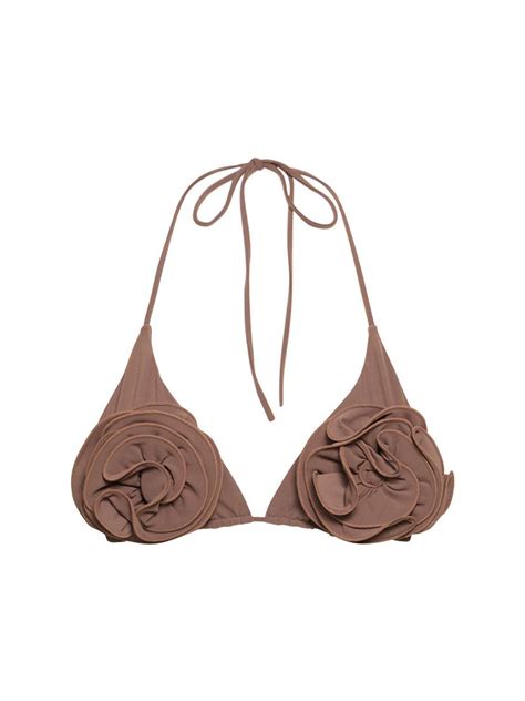 Magda Butrym Triangle Bikini Top W Roses In Brown Lyst