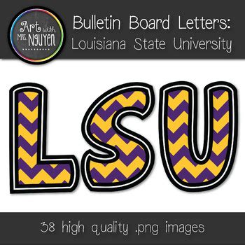 Bulletin Board Letters: LSU - Purple & Gold Chevron (Classroom Decor)