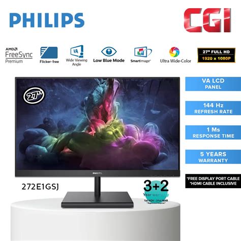 Philips 272E1GSJ 27 1ms 144Hz FHD FreeSync VA LED Gaming Monitor