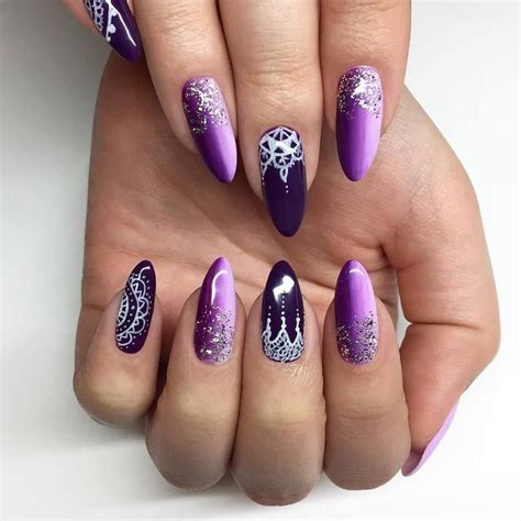 Koronkowe Fiolety Nail Designs Manicure Nails