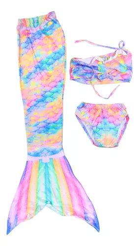 Sirena Cola Y Bikini Niñas Traje De Baño Set Envío Gratis Meses sin interés