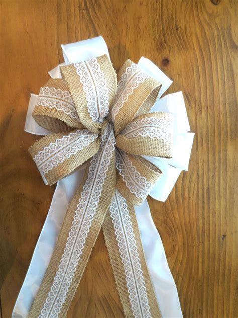 Burlap Bows Burlap And Lace Bows Pew Bows By TopItOffTreeTopBows