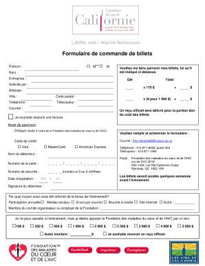 Fillable Online Formulaire De Commande De Billets Fax Email Print