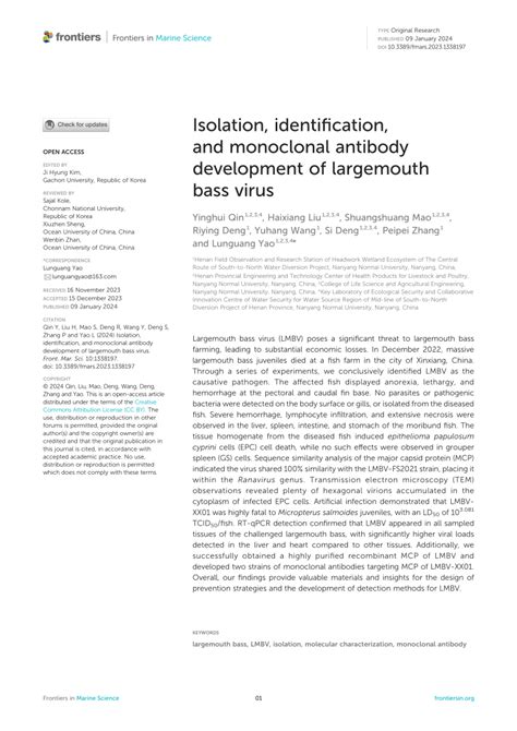 PDF Isolation Identification And Monoclonal Antibody Development Of