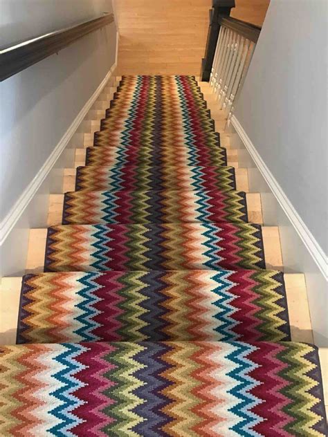 This Colorful Stair Runner And Its Zig Zag Pattern Bring An Exuberant