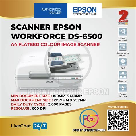 Jual Scanner Epson Ds 6500 Garansi Resmi Workforce Flatbed Adf Ds6500