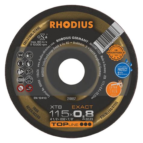 Disque à tronçonner de métal XT8 EXACT RHODIUS en acier fin