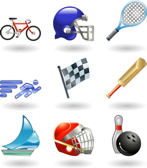 Sports Icons Shiny Modern Design Objects Sketch Vectors Graphic Art