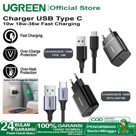 Ugreen Charger Usb Type C Pengisian Daya Cepat Support Samsung Xiaomi Oppo Vivo Fast Charging