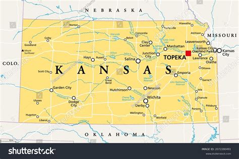 Kansas Ks Political Map Capital Topeka Stock Vector (Royalty Free ...