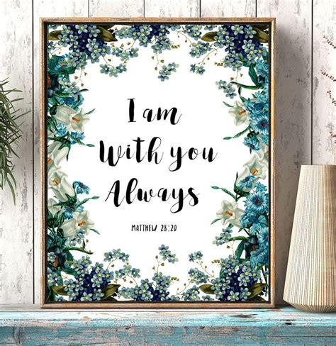 Bible Verse Wall Art I Am With You Always Matthew 28 20 Etsy