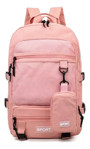 Mochila espaciosa y de viaje para mujer gimnasio color rosa diseño