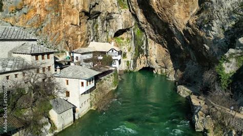 V Deo Do Stock Aerial Drone View Of Tekija In Blagaj In Bih The