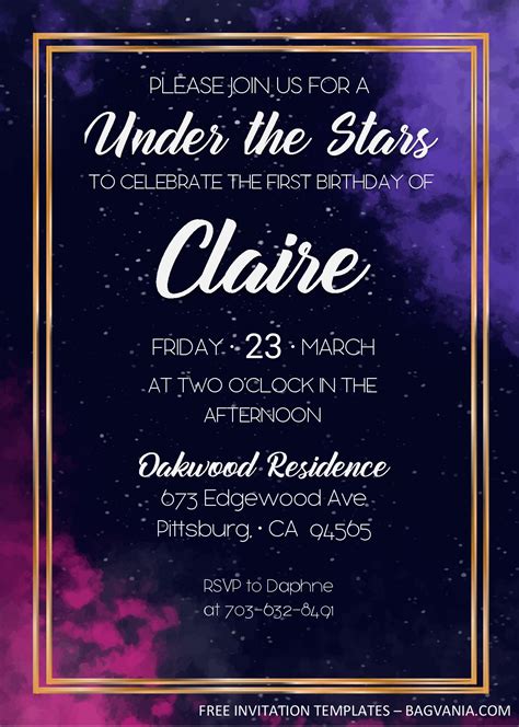 Galaxy Birthday Invitation Templates Editable With Ms Word Free Printable Birthday