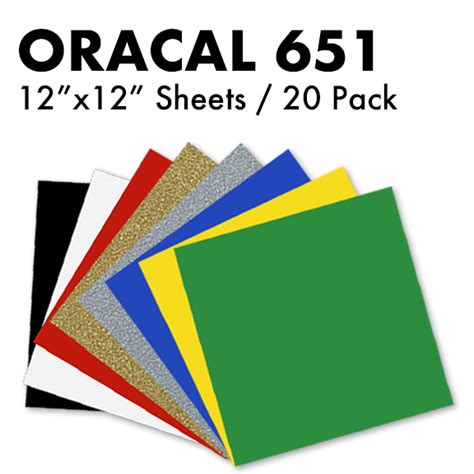 Oracal 651 Vinyl Sheets 12″ x 12″ Variety Pack of 20 – Inktech