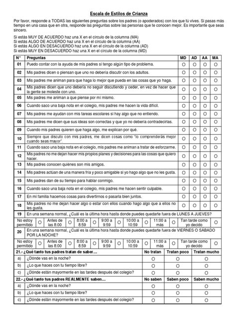 Escala De Estilos De Crianza Pdf