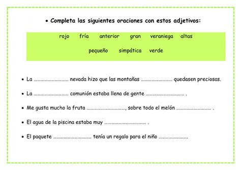 Adjetivos Worksheet For Primaria Live Worksheets