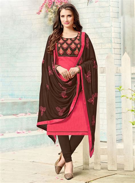 Pink Cotton Churidar Salwar Kameez 138755 In 2020 Churidar Fashion Outfits Indian Outfits