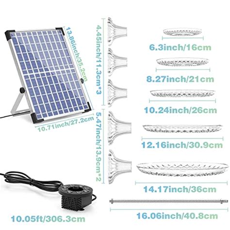 AISITIN Bain d oiseaux à 5 niveaux avec pompe solaire de 12 W pompe