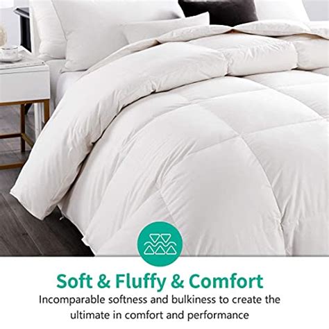 Apsmile King Size Luxury 100 Organic Cotton All Season Goose Feathers Down Comforter 750 Fill