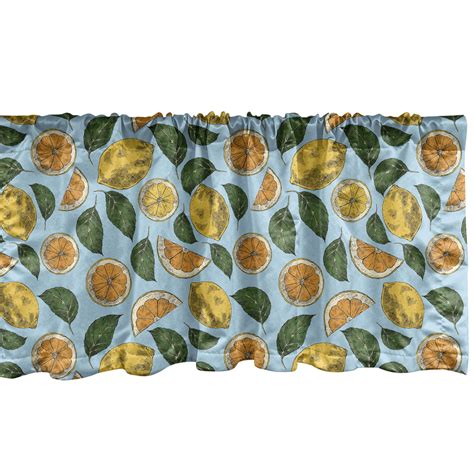 Lemon Window Valance Digitally Generated Sour Fruit And Leaves