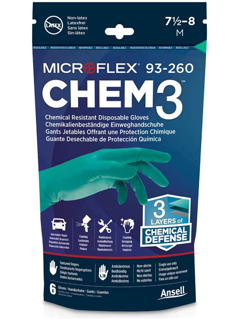 Microflex Chem3 93 260rp Nitrile And Neoprene Gloves Disposable