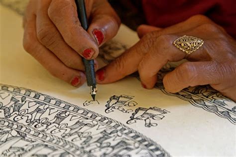 Madhubani Painting Of Bihar Process Fine Detailing Bhagwan Devi