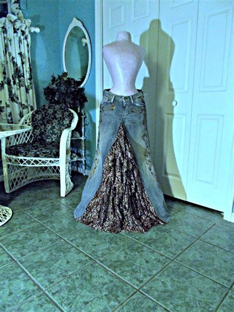 Copper Lace Jean Skirt Bronze Metallic Ruffle Cascade Etsy