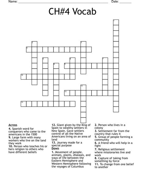 Ch4 Vocab Crossword Wordmint