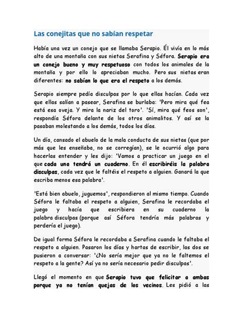 Cuento Las Conejitas Que No Sabían Respetar Pdf