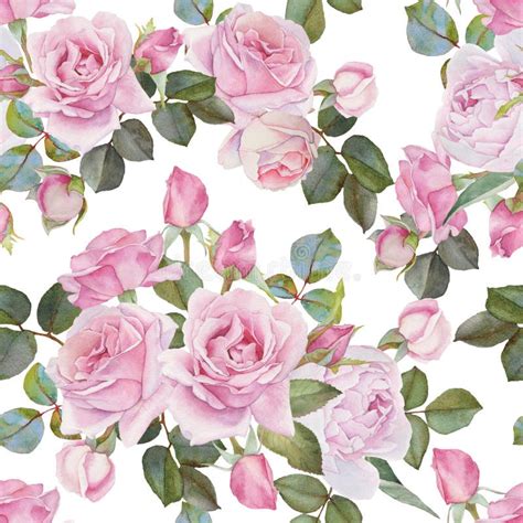 Floral Seamless Pattern With Hand Drawn Watercolor Peonies Roses And