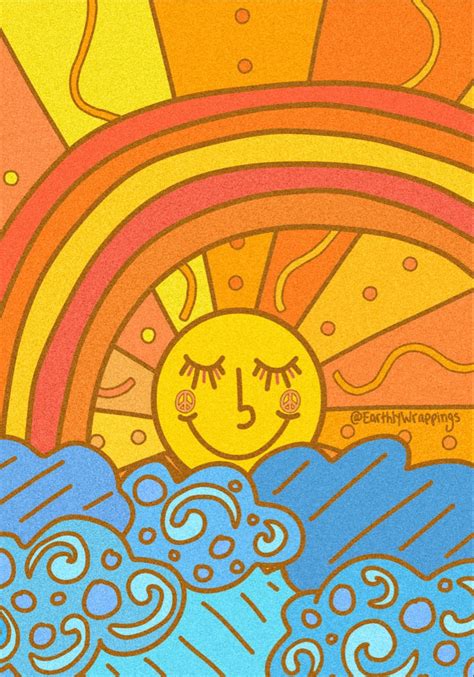 Groovy Sun And Sky Rainbow Art Art Journal Inspiration Hippie