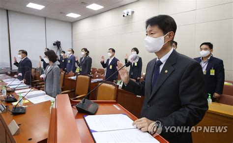 증인 선서하는 김강립 식품의약품안전처장 연합뉴스