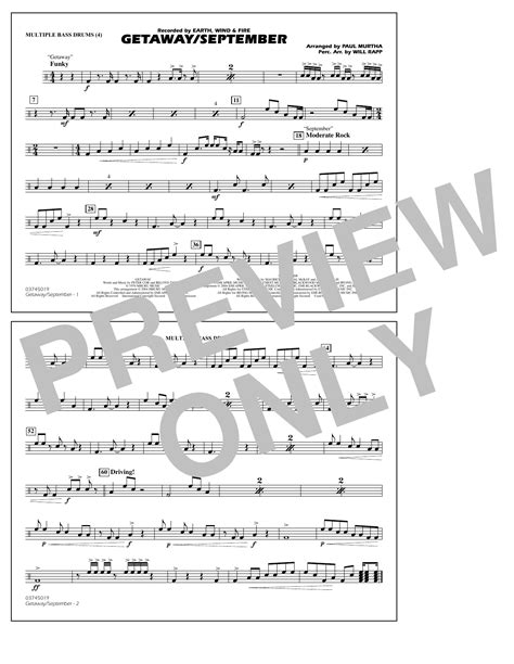 Getaway September Arr Paul Murtha Multiple Bass Drums Sheet Music Earth Wind And Fire