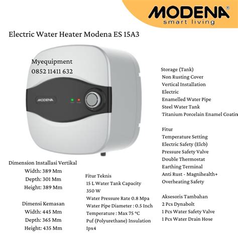 Jual MODENA ES 15A3 ES15A3 WATER HEATER LISTRIK Shopee Indonesia