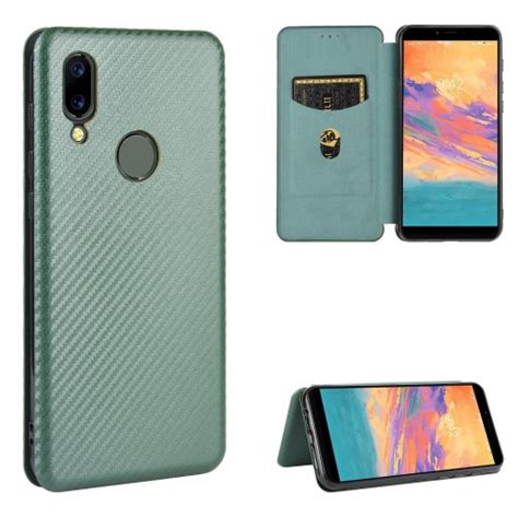 For Umidigi A S Carbon Fiber Texture Magnetic Horizontal Flip Tpu Pc