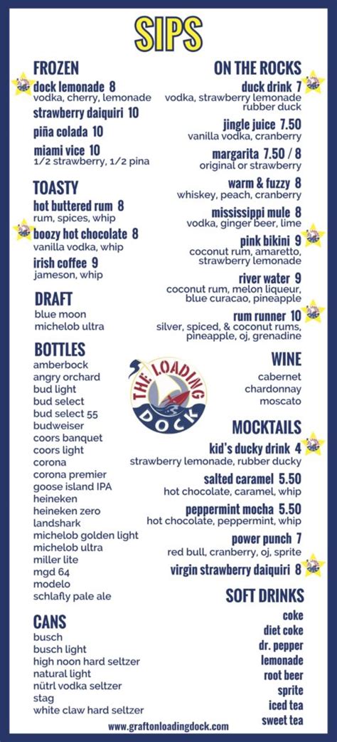 Menu The Loading Dock St Louis Only Waterfront Entertainment