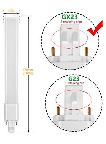 Amazing Power 2 Pack 6w Led Gx23 Pl Lamp Gx23d 2 Pin Base 13w Cfl