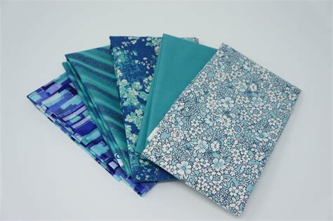 Teal Fat Quarter Bundle Quilting Cotton Fabric