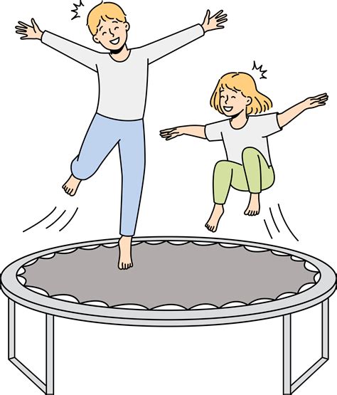 Happy kids jumping on trampoline 21476592 PNG